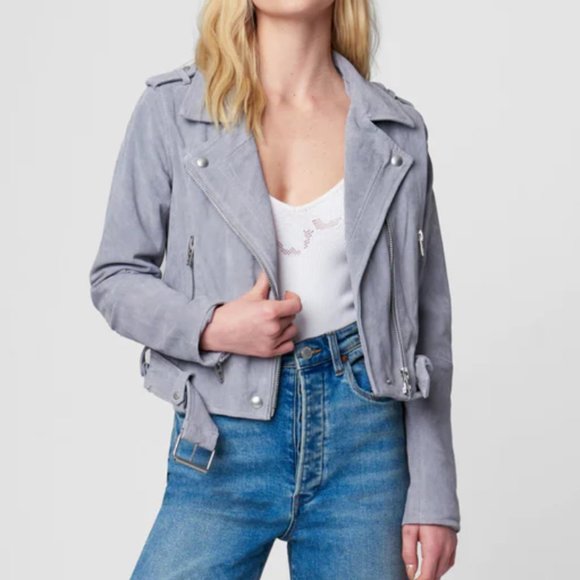Blank NYC Grey Suede Moto Jacket - Picture 1 of 8